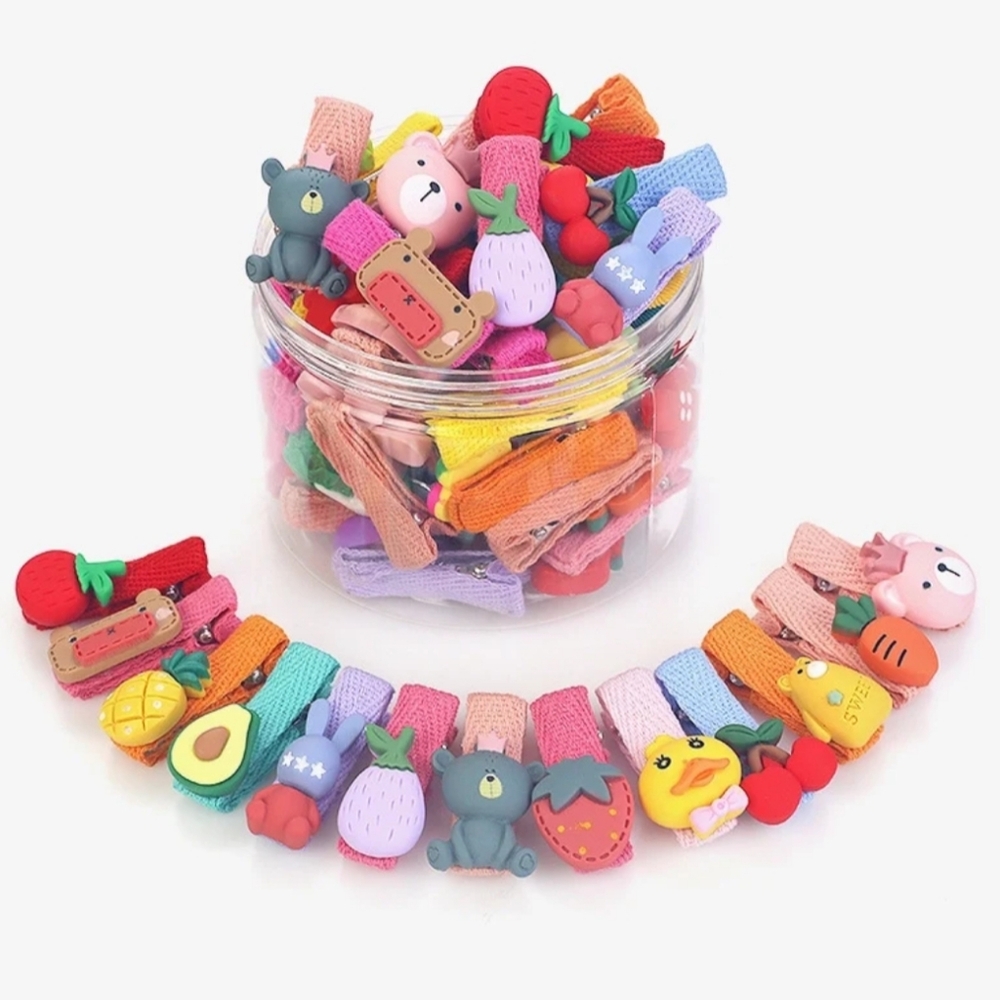 Cute Girls Fruit Flower Hair Clips-Cartoon Fruit and‎ Vegetable Box (A)-NEW